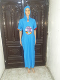 Maxi Hoodie Tshirt Dress with Ankara Patch