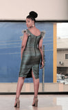 RUFFLE DAMASK DRESS